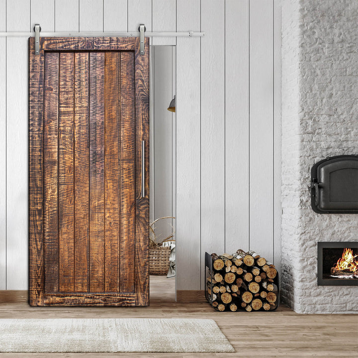 Rustic Ranch  Barn Door with Saw Pattern RBDS - 0626 - DoorDiscounter