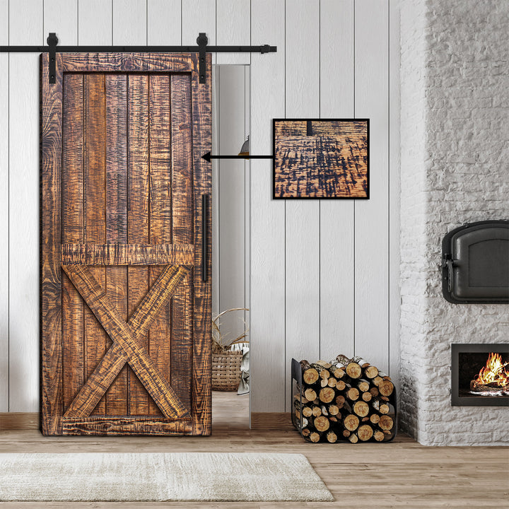 Rustic Ranch  Barn Door with Saw Pattern RBDS - 1058 - DoorDiscounter