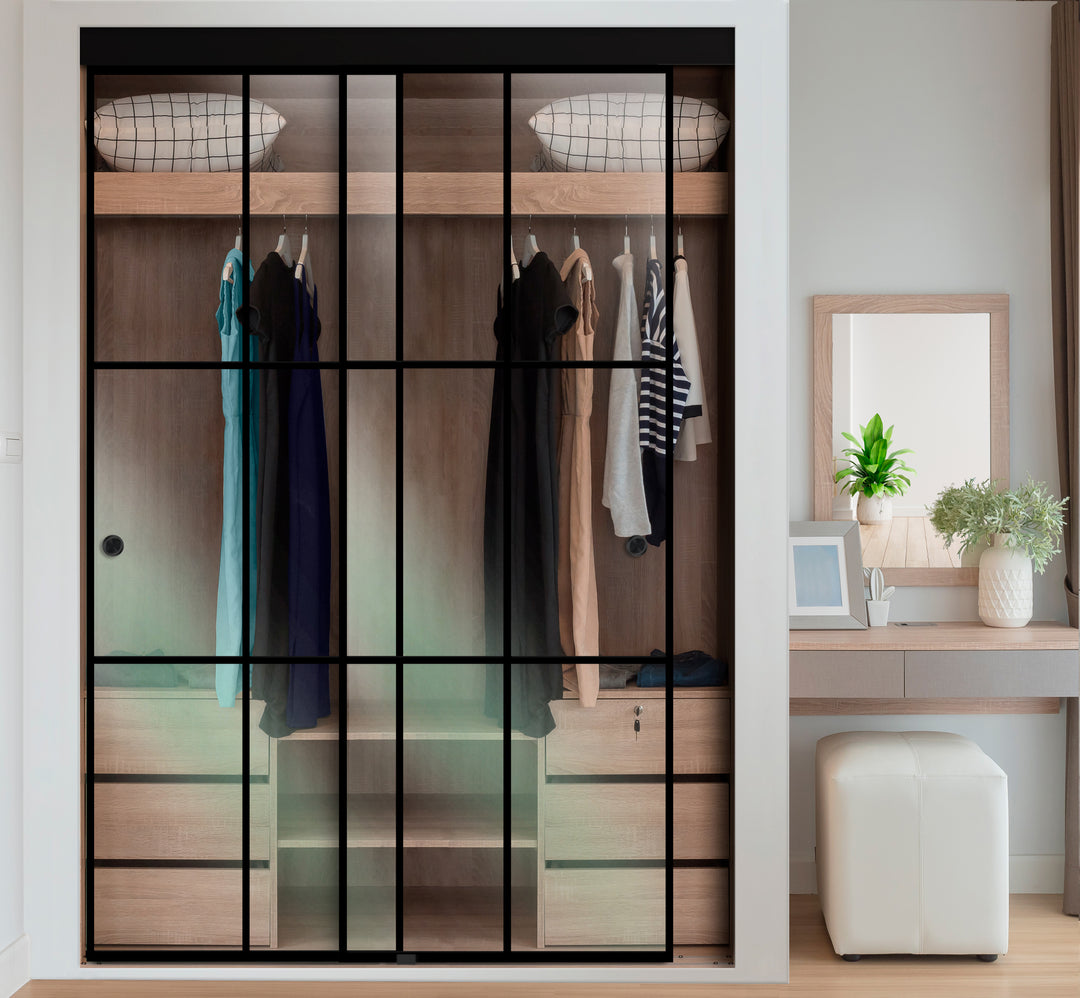 INDUSTRIAL STYLE FRAMELESS CLOSET SLIDING GLASS DOORS IFGD - 3025 - DoorDiscounter