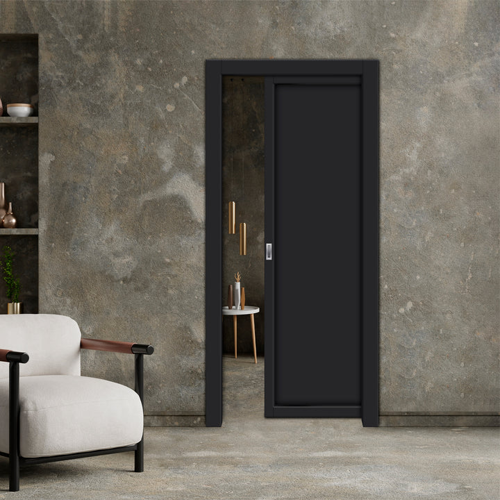 Wooden Pocket Door Industrial Style Design WPID - 1867