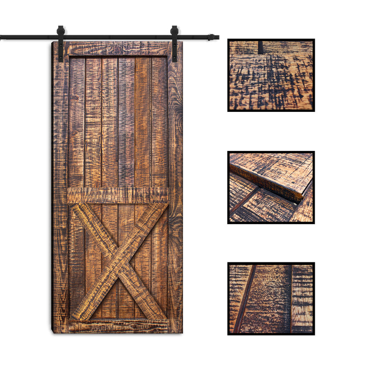 Rustic Ranch  Barn Door with Saw Pattern RBDS - 1058 - DoorDiscounter