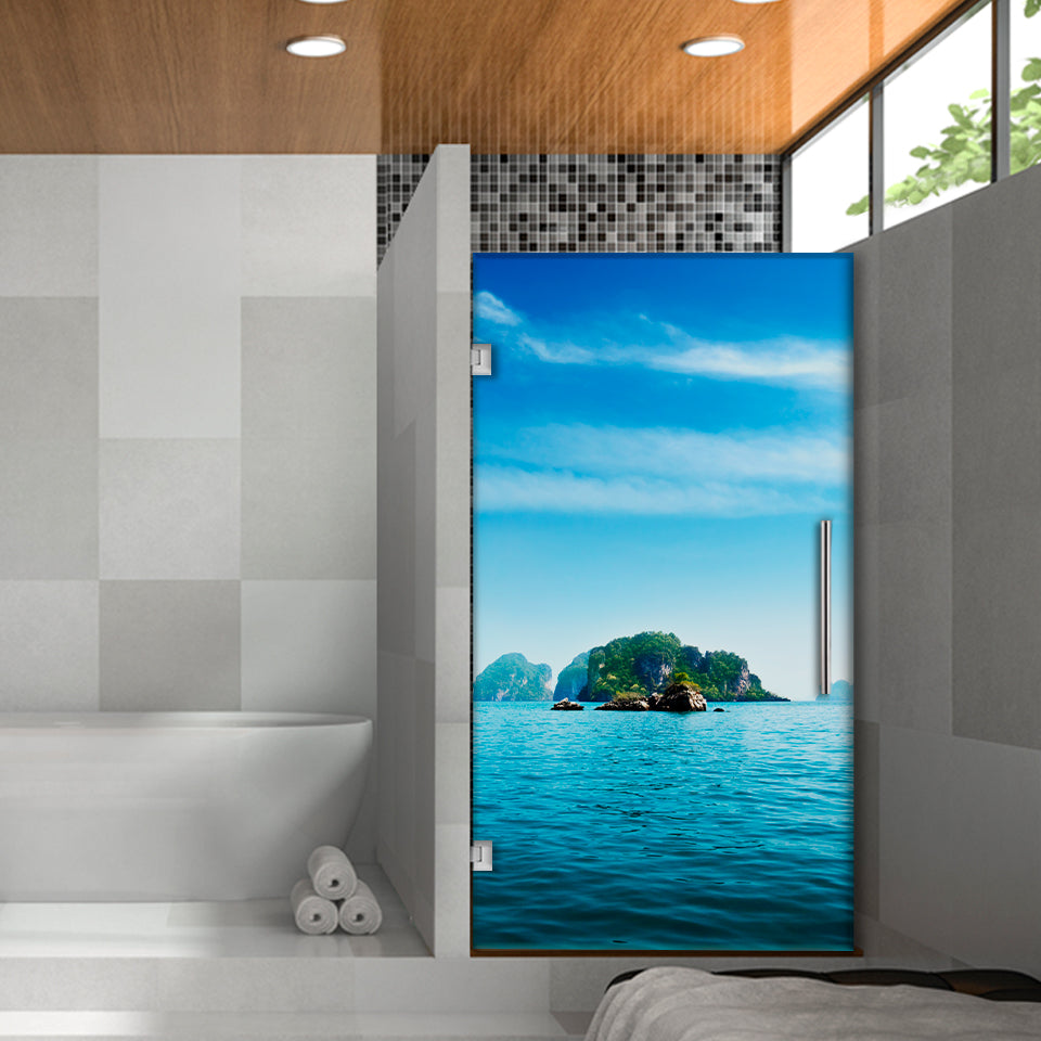 Digital Printing Frameless Shower Glass Door DPGD - 1062 - DoorDiscounter