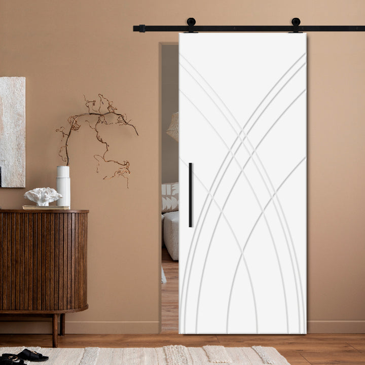 Modern Interior Flush Sliding Barn Door with CNC Router Design MICD - 1079 - DoorDiscounter