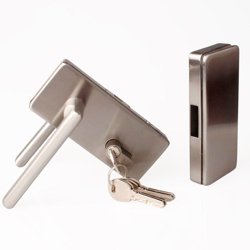 Office Glass Door Lock with Latch, Handle Thumbturn & Strike Box (Stainless Steel and Black Matt) KNUS - 3182 - DoorDiscounter