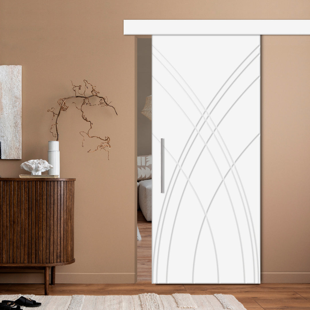 Modern Interior Flush Sliding Barn Door with CNC Router Design MICD - 1079 - DoorDiscounter