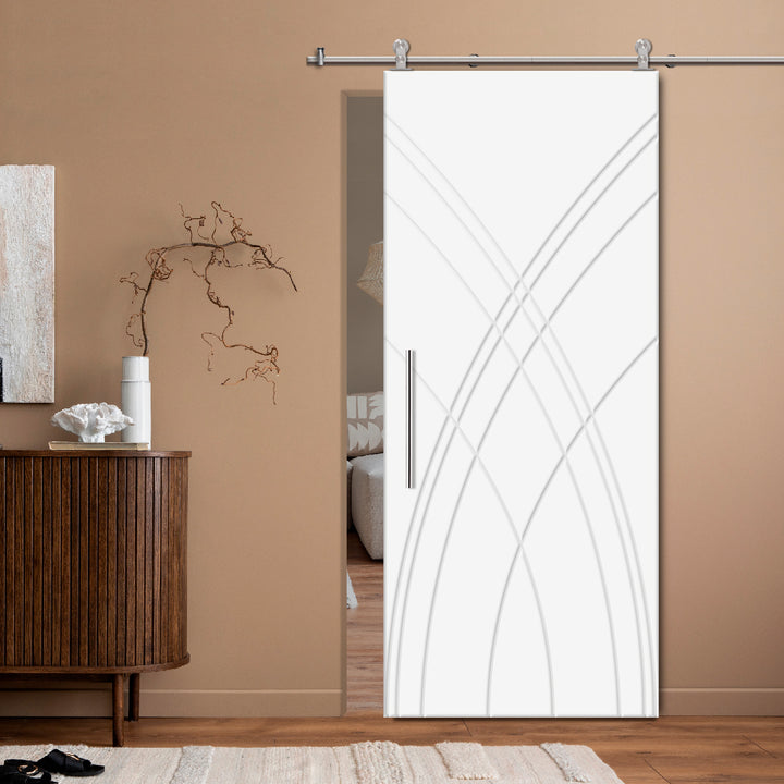 Modern Interior Flush Sliding Barn Door with CNC Router Design MICD - 1079 - DoorDiscounter