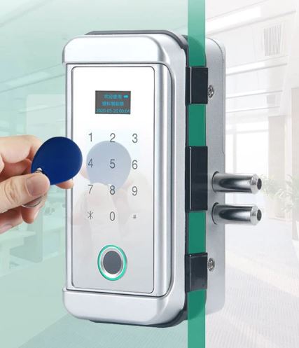 Outdoor Waterproof Fingerprint Glass Door Lock Remote Control MDFG - 3354 - DoorDiscounter