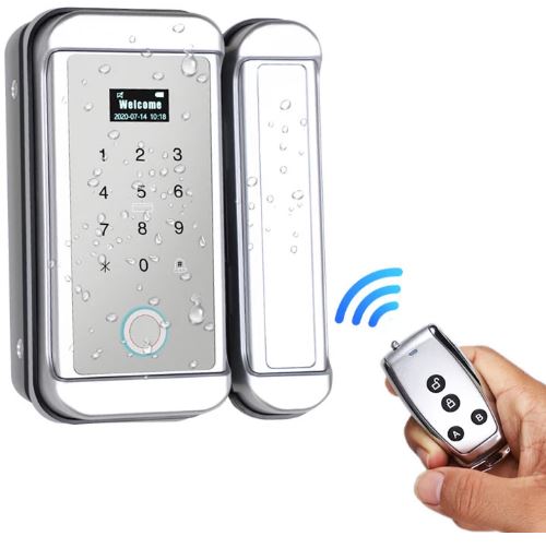 Outdoor Waterproof Fingerprint Glass Door Lock Remote Control MDFG - 3354 - DoorDiscounter