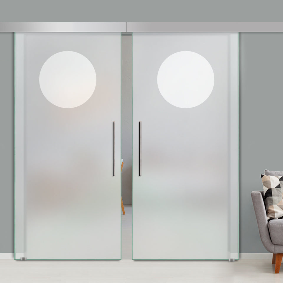 Double Sliding Glass Barn Door A100 SGB2 - 1350 - DoorDiscounter