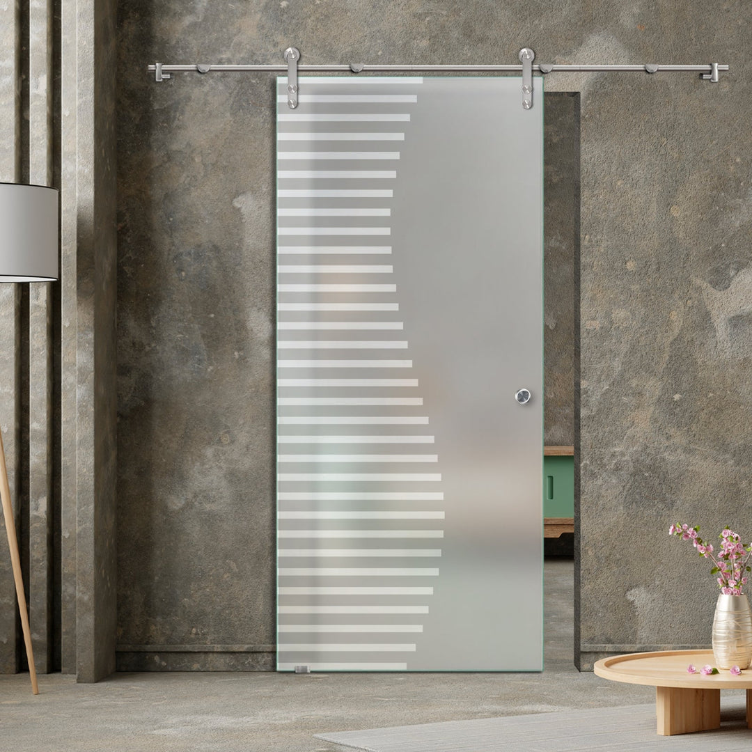 GLASS SLIDING BARN DOOR WITH DESIGN V1000 GSBD - 3280 - DoorDiscounter