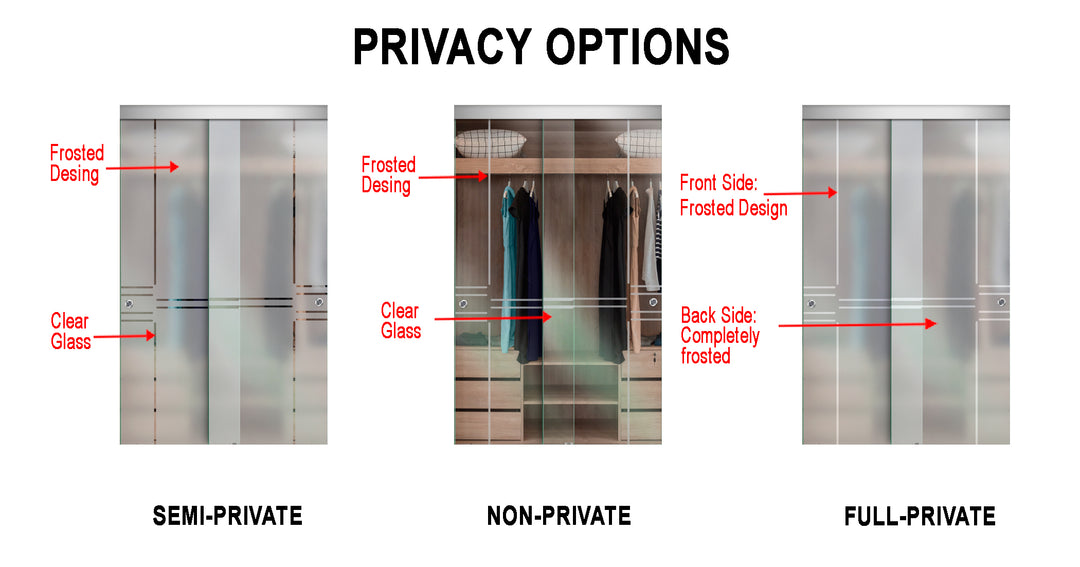 3 PANEL FRAMELESS CLOSET GLASS SLIDING BYPASS DOOR FSG3 - 3111 - DoorDiscounter