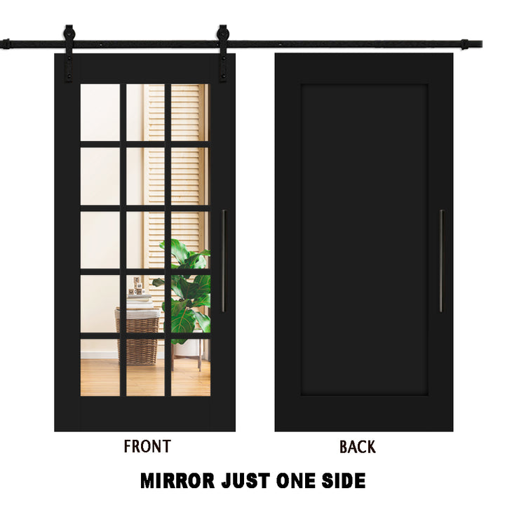 15 LITE SLIDING BARN DOOR WITH MIRROR PANEL SMDF - 3794 - DoorDiscounter