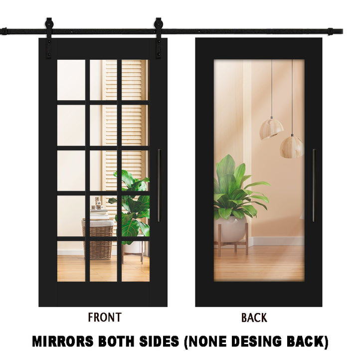 15 LITE SLIDING BARN DOOR WITH MIRROR PANEL SMDF - 3794 - DoorDiscounter