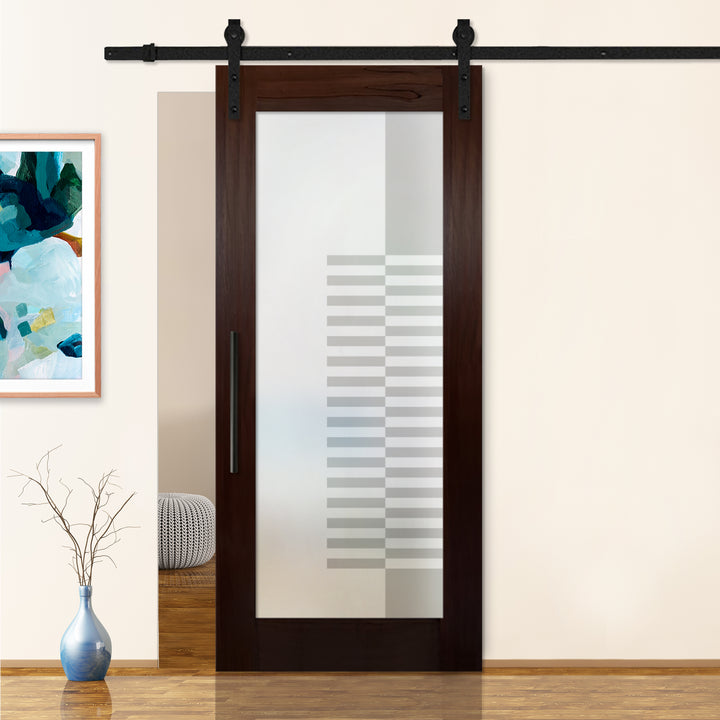 Sliding Barn Door with Frosted Design SBDF - 2401 - DoorDiscounter