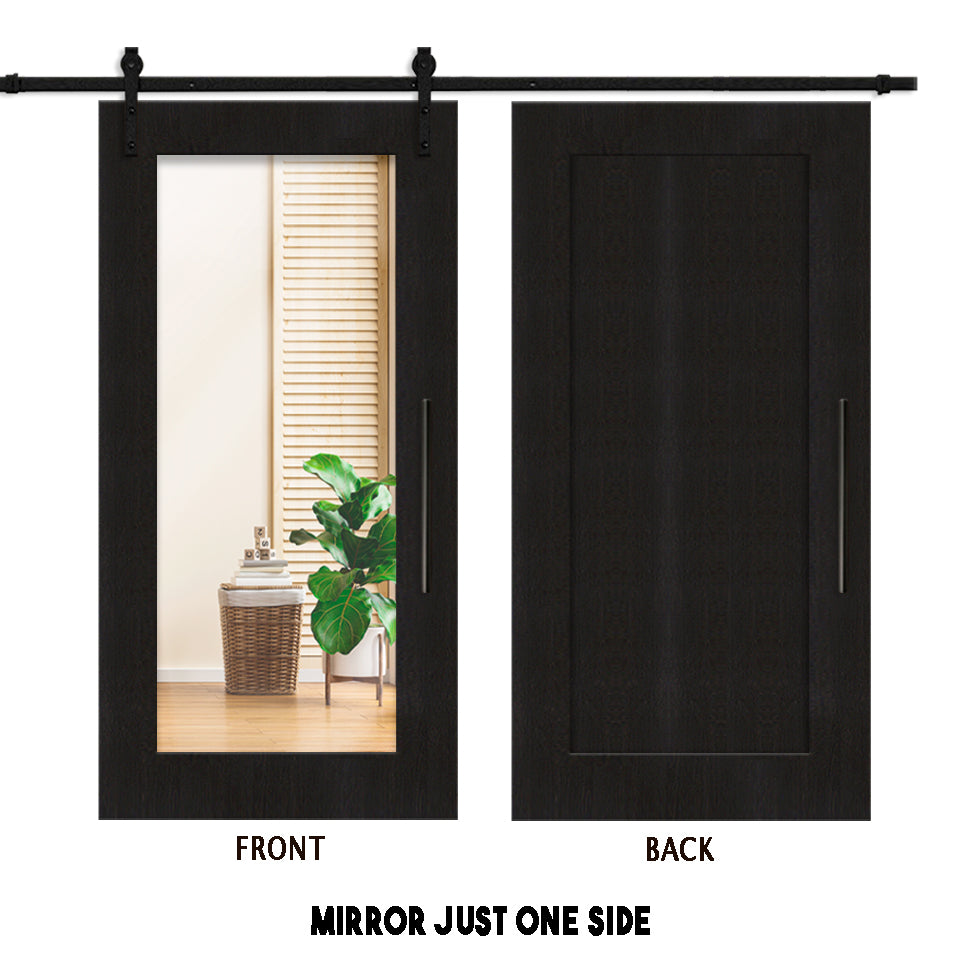 WENGE VENEERED MIRROR SLIDING BARN DOOR WITH MIRROR PANEL SMDF - 3259 - DoorDiscounter