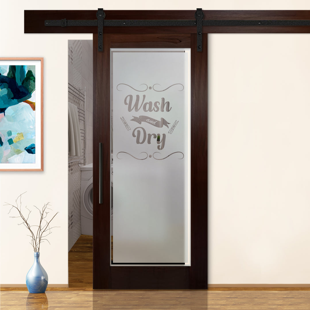 Sliding Barn Door with Frosted Design SBDF - 1325 - DoorDiscounter